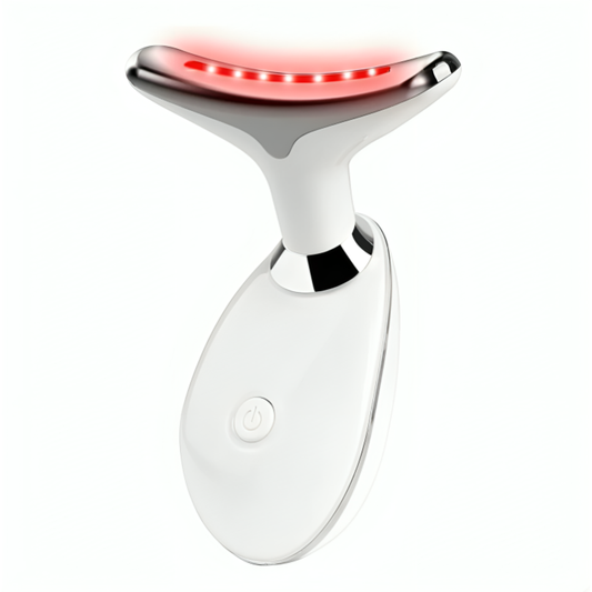 InfraRelief™ rödljusterapi massager för ansikte och hals – LED-enhet med EMS mikro-ström för ansiktslyft, hudföryngring och nackspänningar