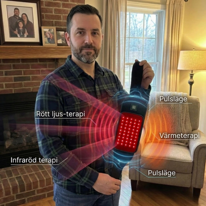 NordCura™ Rödljusterapi bälte med 60 infraröda LED-dioder för smärtlindring och muskelåterhämtning – flexibel dyna med USB-laddning och justerbar rem