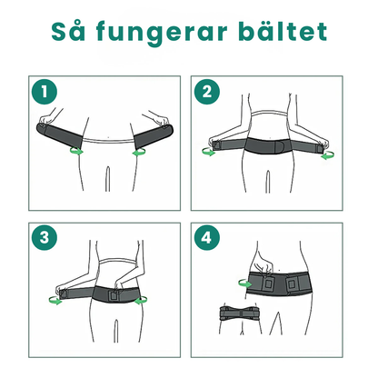 Bäckenbälte i svart med justerbar kompression för stöd vid rygg, SI-leder och höfter