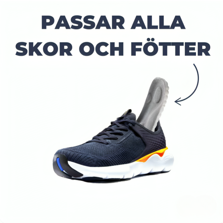 FootRelief™ skoinlägg i löparsko – passar alla skor och fötter tack vare klippbar design och flexibelt material