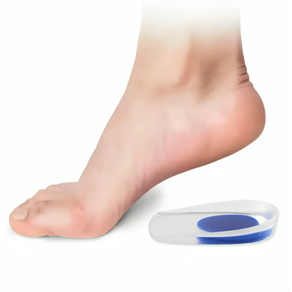 NordCura™ silikon-gel hälinlägg placerat under hälen – riktat stöd mot hälsmärta, hälsporre och plantar fasciit
