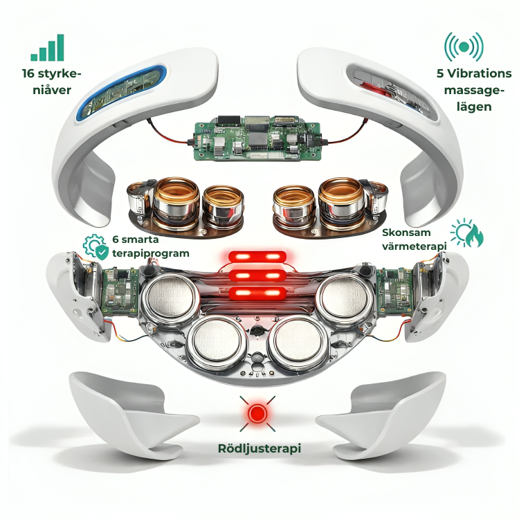 NeuroRelax Pro 2.0 – elektrisk nackmassager med EMS 3.0-teknologi och inbyggd rödljusbehandling för djup muskelstimulering och nacksmärta