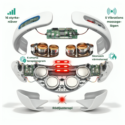 NeuroRelax Pro 2.0 – elektrisk nackmassager med EMS 3.0-teknologi och inbyggd rödljusbehandling för djup muskelstimulering och nacksmärta
