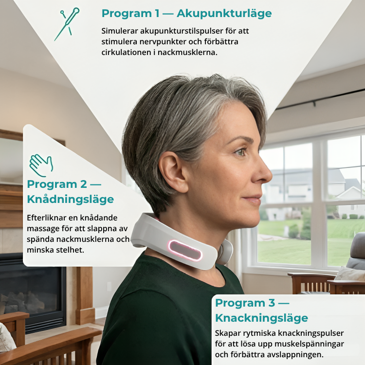 NeuroRelax Pro 2.0 – elektrisk nackmassager med EMS 3.0-teknologi och inbyggd rödljusbehandling för djup muskelstimulering och nacksmärta
