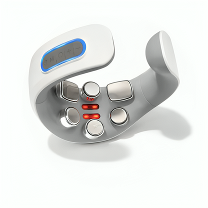 NeuroRelax Pro 2.0 – elektrisk nackmassager med EMS 3.0-teknologi och inbyggd rödljusbehandling för djup muskelstimulering och nacksmärta