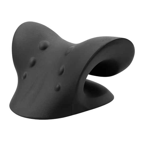 Ergonomisk nacksträckare i svart design med tryckpunkter som lindrar nacksmärta, ökar blodcirkulation och frigör stelhet i nacke och axlar.