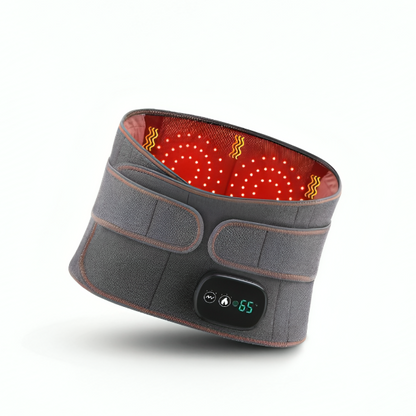 NordCura™ ThermaBelt värmebälte i grå neopren med rödljus, vibration och digital display – trådlöst värmebälte för ryggsmärta och ländryggsbesvär
